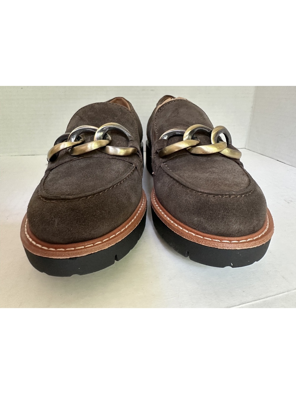 Dark Grey Suede Round Toe Lug Sole Casual Slip-on Loafers size 7.5 Brand New - Picture 7 of 8